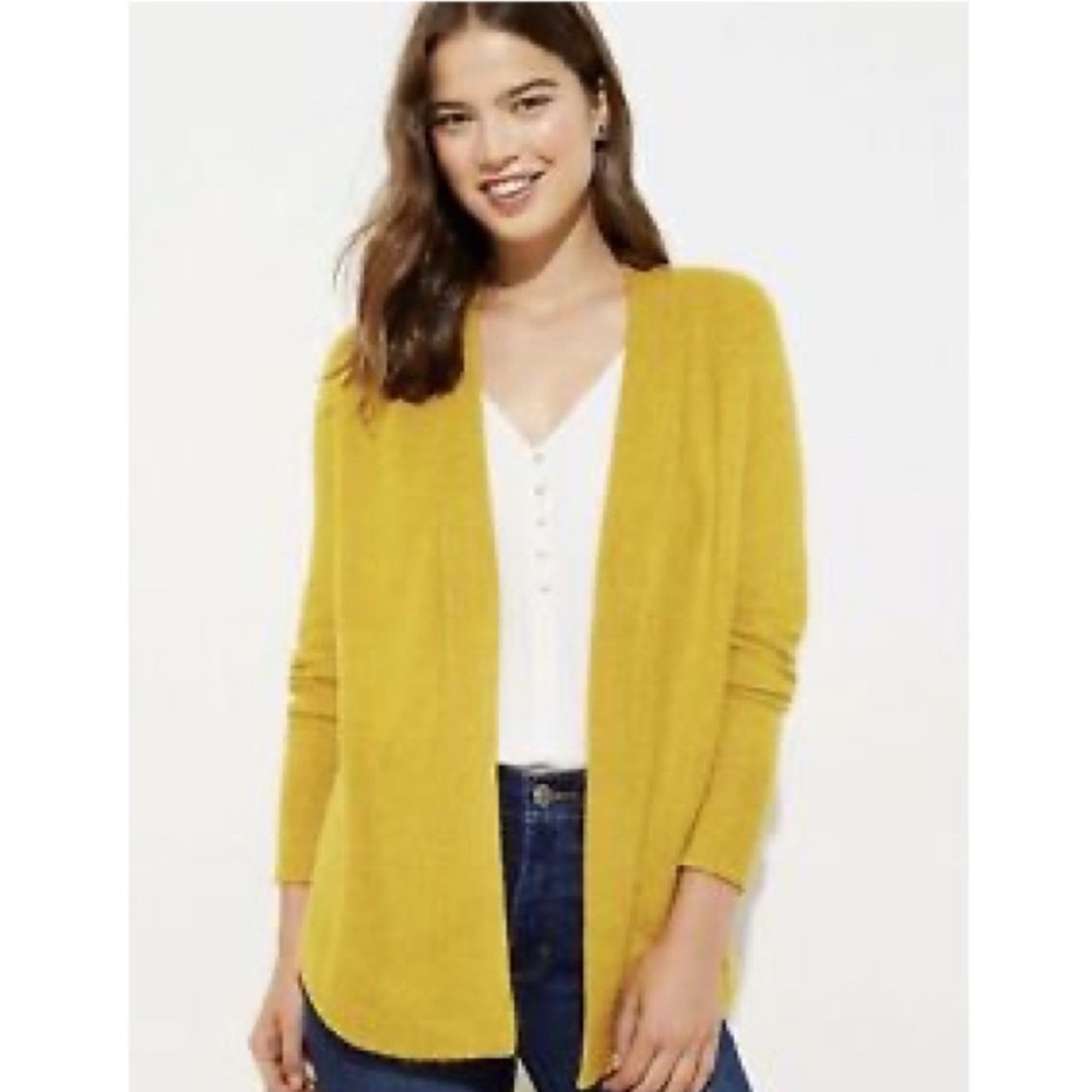 Ann Taylor NEW Open Front Cardigan Lagenlook ‎ Bright Marigold Yellow Size XL